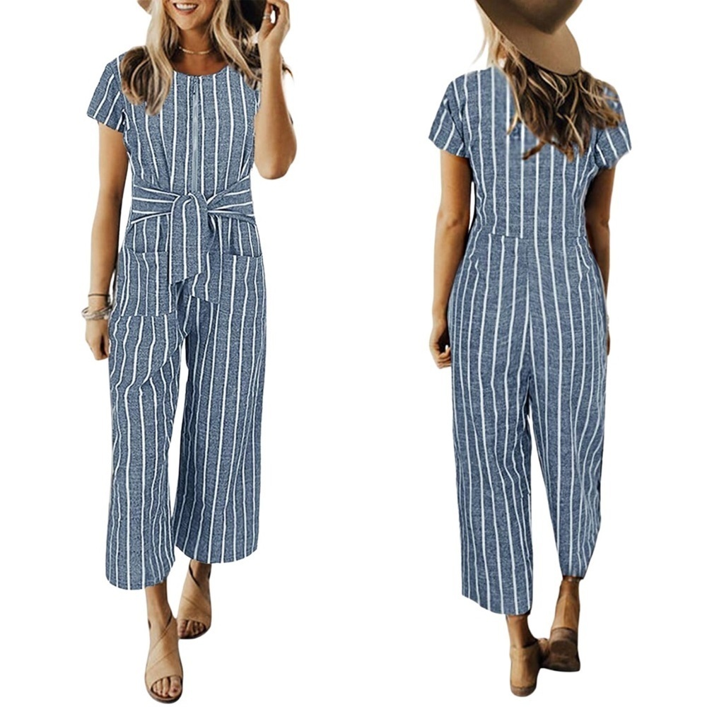 🆕 POCKET JUMPSUIT Casual Striped Wide Leg